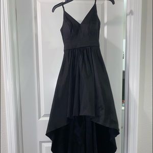 Black, taffeta, high/low formal gown